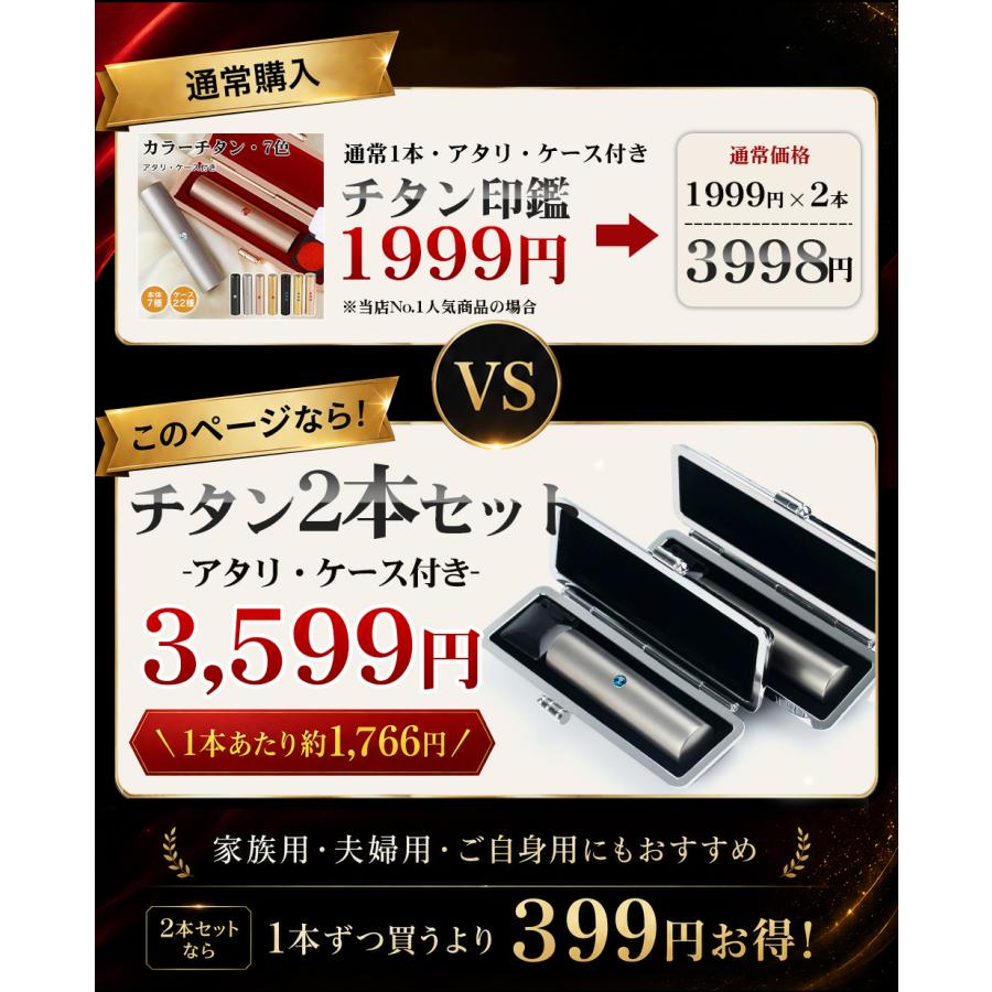 新発売！！スペシャルチタン印鑑、ケースセット、15㎜ チタン印鑑 チタン 印鑑 2本セット 男性 実印 銀行印 認印 女性 はんこ