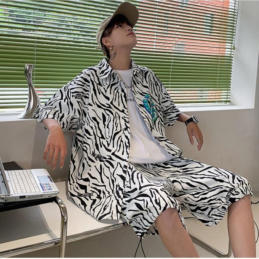 送料無料 メンズ セットアップ シャツ トップス ハーフパンツ 総柄シャツ ゼブラ 派手 夏 半袖 ボタンダウン かっこいい バックプリント おしゃれ El Hkhshop 通販 Yahoo ショッピング
