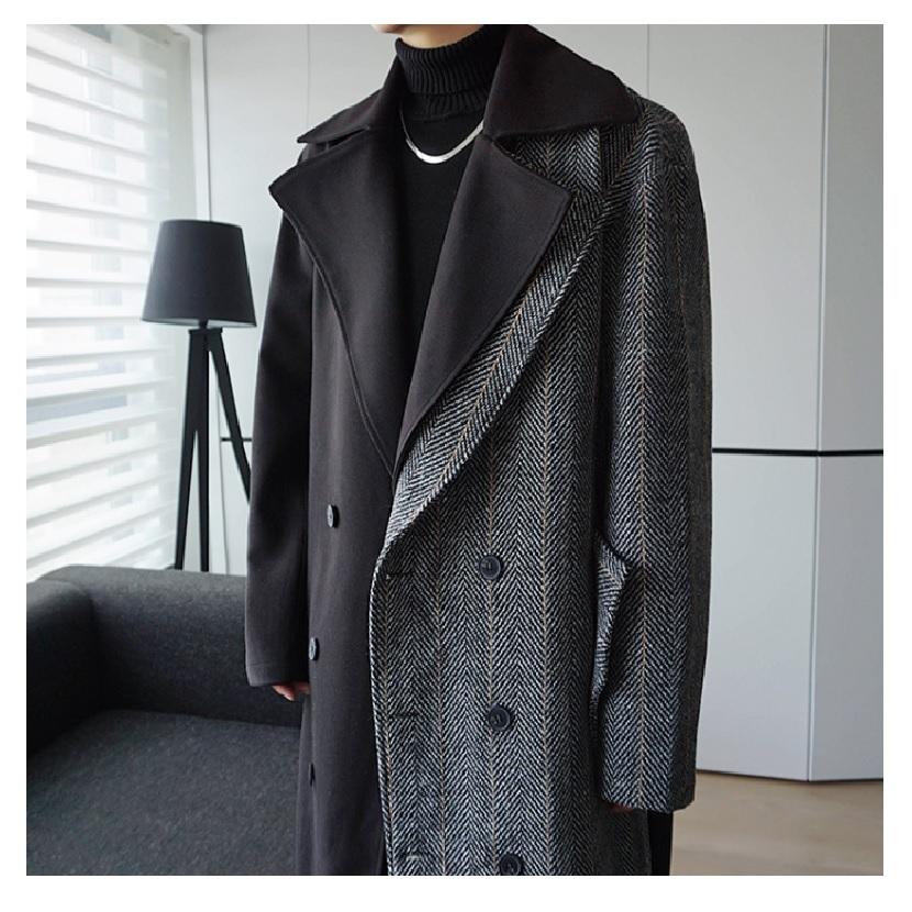 86円 新品本物 送料無料 メンズ アウター ロングコート ロング丈 ツートーン チェスターコート ファッション かっこいい デート 春秋 モノトーン トレンチコート