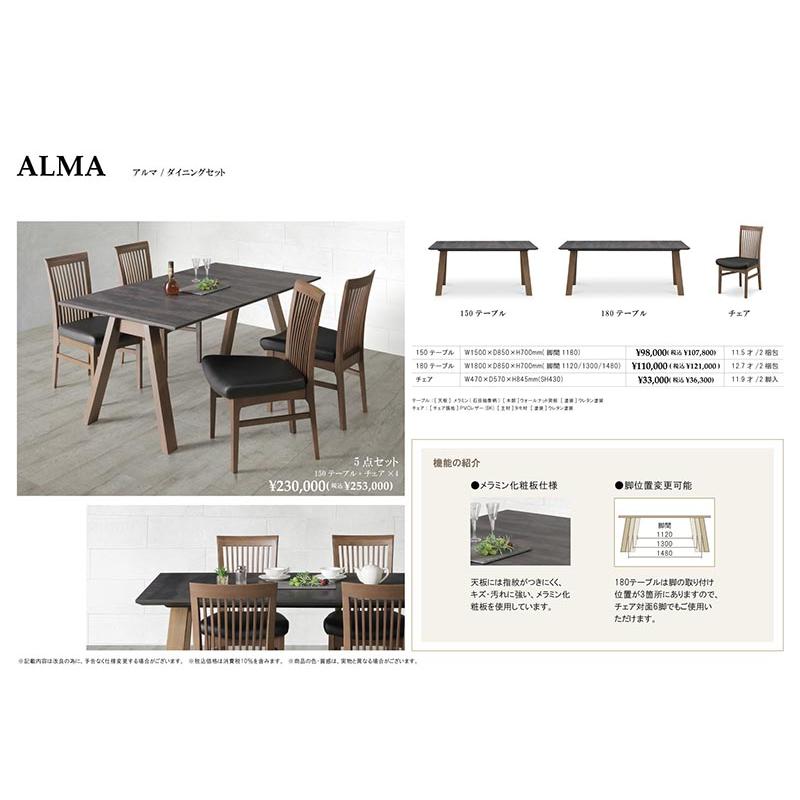 チェア 2脚セット ダイニングチェア ALMA アルマ食卓 椅子 イス チェアー PVCレザー ブラック ダイニング シギヤマ alma