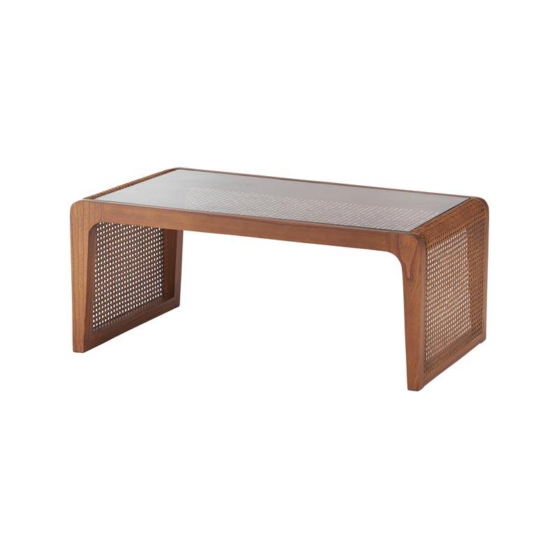 東谷 センターテーブル テーブル ラタン 籐 机 ラタンテーブル ガラス