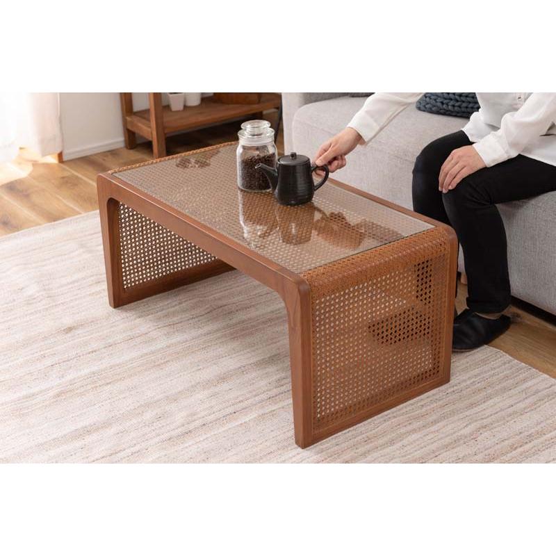 東谷 センターテーブル テーブル ラタン 籐 机 ラタンテーブル