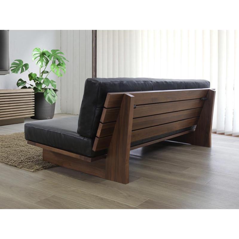 ソファ 本革 2人掛け 幅160cm LEATHER WOOD2 レザーウッド2 ロータイプ
