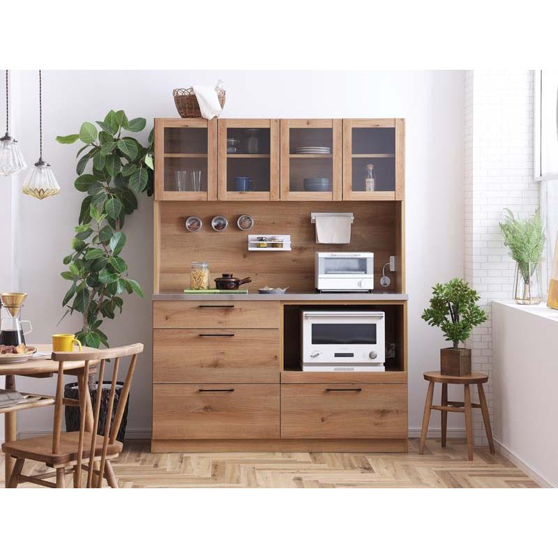 関家具 オープン ボード 幅140cm ステンレス天板 Lindt リンツ 2口