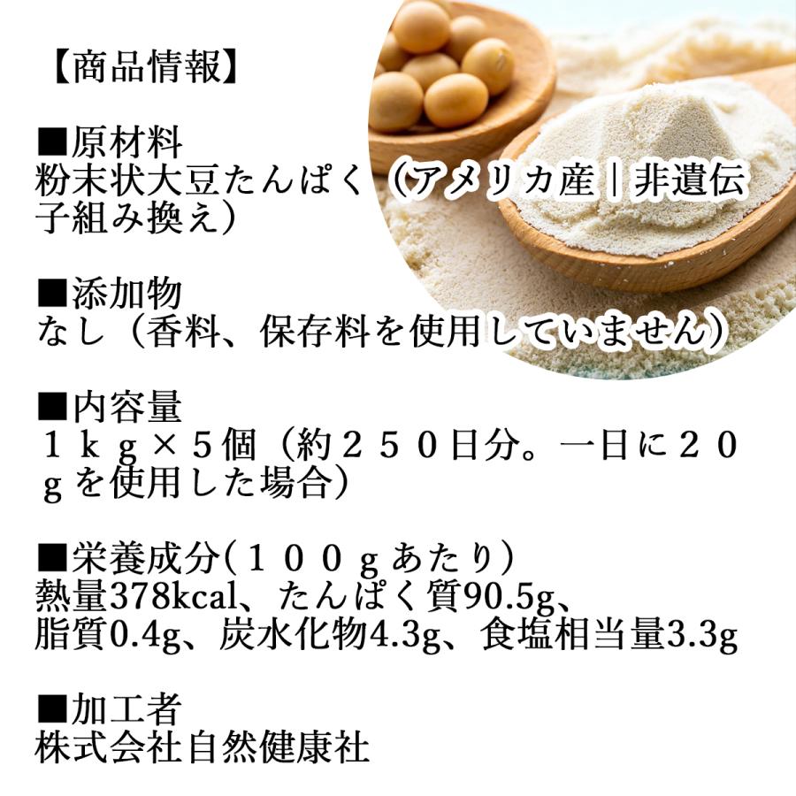 大豆プロテイン 1kg×5個 ソイ 大豆 プロテイン 無添加 女性 高齢者の画像