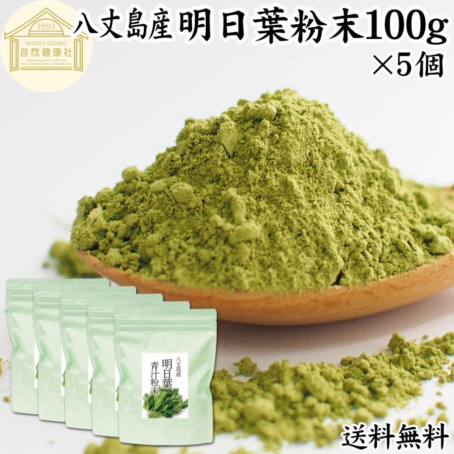 自然健康社 明日葉粉末 100g×5個 明日葉 パウダー 青汁 粉末 国産 送料 