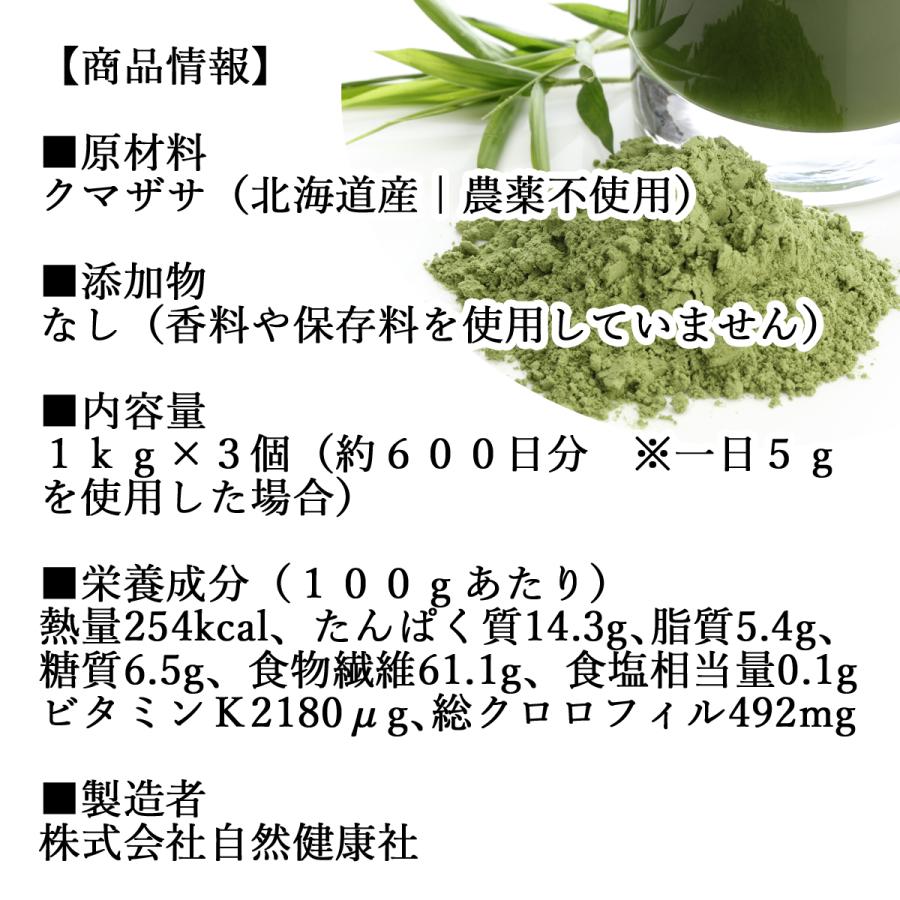 クマザサ青汁粉末 1kg×3個 熊笹 パウダー クマザサ茶 国産_11