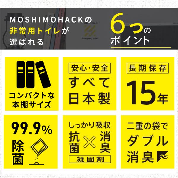 MOSHIMO HACK モシモハック 非常用トイレ 100回分 携帯トイレ 大便 小便  簡易トイレ 緊急トイレ 防災 非常用 台風 災害 断水 地震 車 ドライブ |  | 04