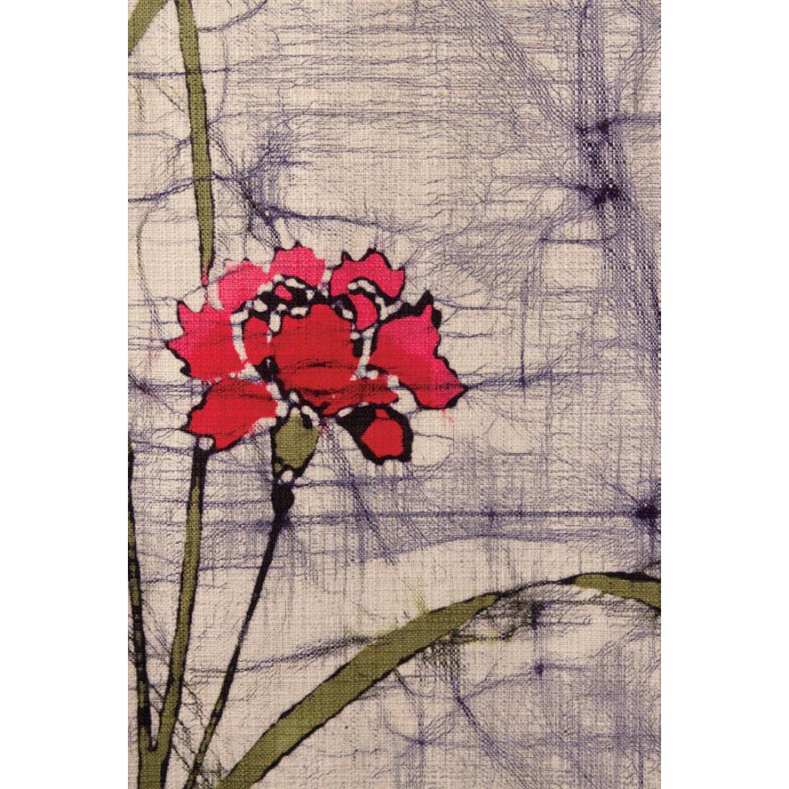 ろうけつ染めのれん カーネーション柄 のれん 花柄 和風 ろうけつ染め