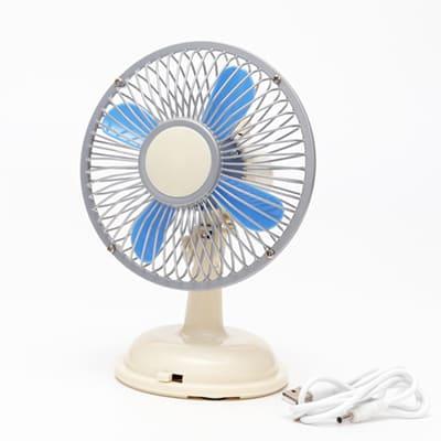 レトロ 卓上扇風機 青と白 卓上扇風機 レトロファン レトロ扇風機 充電式 コードレス扇風機