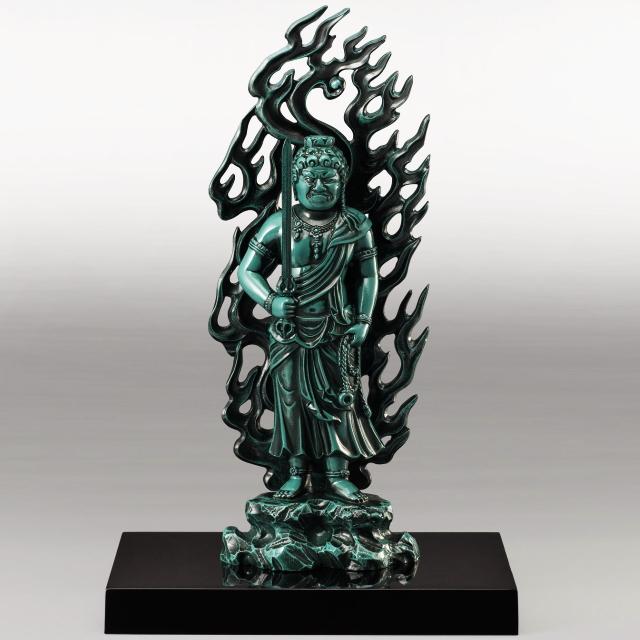 牧田秀雲 原型作 高岡銅器 不動明王 仏像 美術品 工芸品 日本製 青銅色