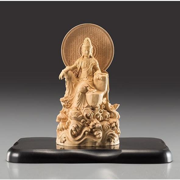 黄楊彫り 自在観音 仏像 彫刻 孫顕秋 自在観音菩薩 観音様 観音さま