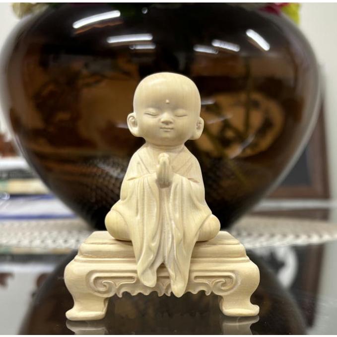 地蔵王菩薩*手作り*黄楊木*木彫り*開運風水{ 黄楊彫り 合掌地蔵様 No.1253 開運 お地蔵様 お地蔵さま 地蔵菩薩 仏像