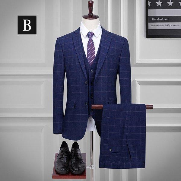 本物の メンズスーツ3ピーススーツビジネススーツチェック柄メンズ メンズスーツ3ピーススーツビジネススーツチェック柄2つボタンスリムスーツ男性用紳士服大きいセットアップファッションオシャレ高品質結婚式 ビジネススーツ Www Ariu Org