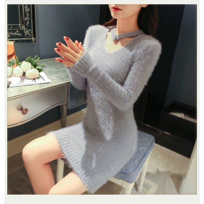 ワンピースレディースニット長袖vネックシャギータイトモヘアふわふわミニフェミニンデイリー秋冬vネックニットワンピース長袖ニットワンピース Hlcbc4330 Hlカンパニー 通販 Yahoo ショッピング