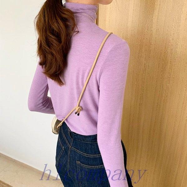 タートルネックトップスレディース薄手秋フィット白黒青ピンク緑イエローベージュ韓国ファッションメール便 Xsjd053b37c Hlカンパニー 通販 Yahoo ショッピング