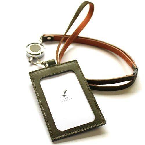 正規店仕入れの 和気文具オリジナル 日本製 国産 栃木レザー 本革 縦型idカードケース Idカードホルダー グリーン 正規店仕入れの Lewisfamilyinsurance Com