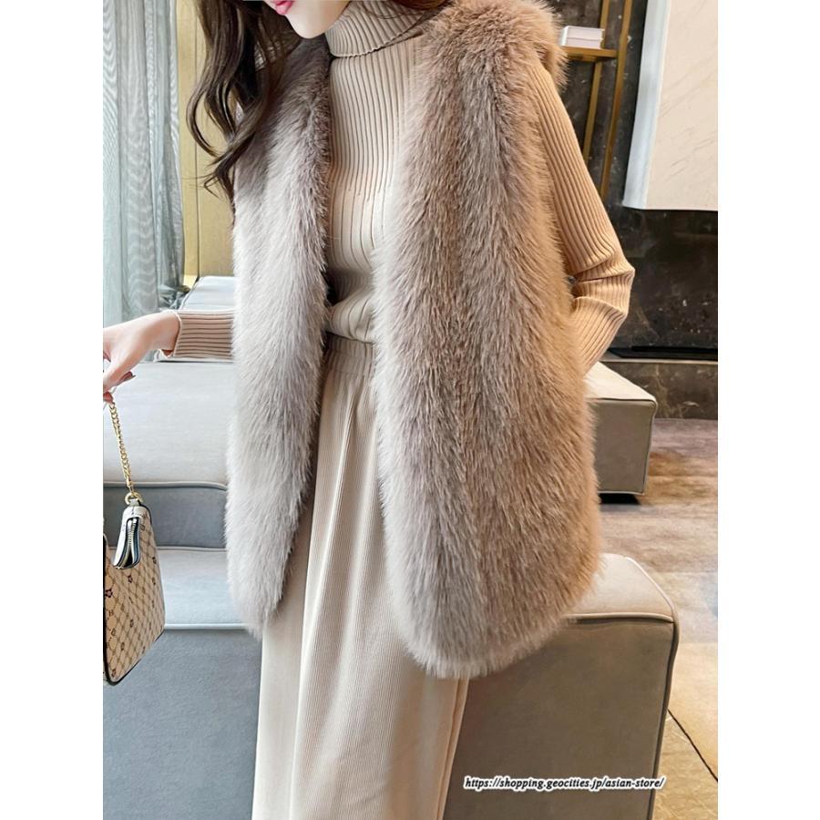 100%正規品-ボリュームフェイクファーベスト ファーベスト •毛皮ベスト