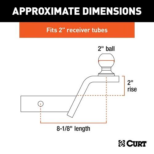 CURT カート トレーラーヒッチ用 2インチボール フュージョンマウント 2インチ角 ヒッチピン付 2インチライズ 正規品 45155の画像