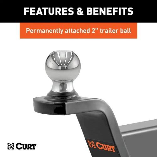 CURT カート トレーラーヒッチ用 2インチボール フュージョンマウント 2インチ角 ヒッチピン付 2インチライズ 正規品 45155の画像