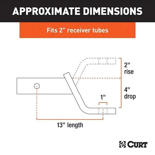 CURT カート トレーラーヒッチ用 クラス3 ボールマウント 2インチ角 2インチライズ 4インチドロップ 正規品 45270の画像