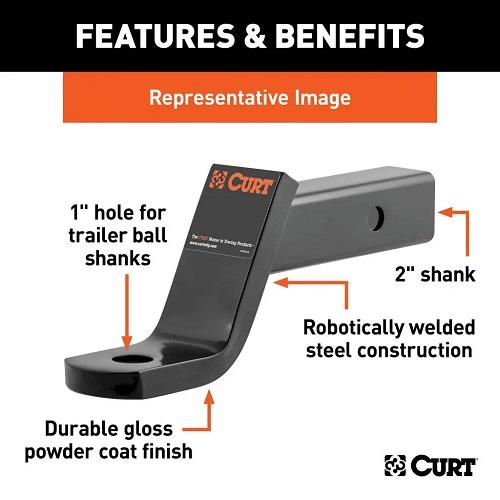 CURT カート トレーラーヒッチ用 クラス3 ボールマウント 2インチ角 2インチライズ 4インチドロップ 正規品 45270の画像
