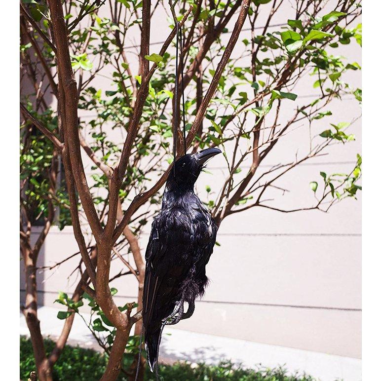害鳥対策 天然羽毛 実物大 超リアル 簡単設置 カラス ハト ムクドリ