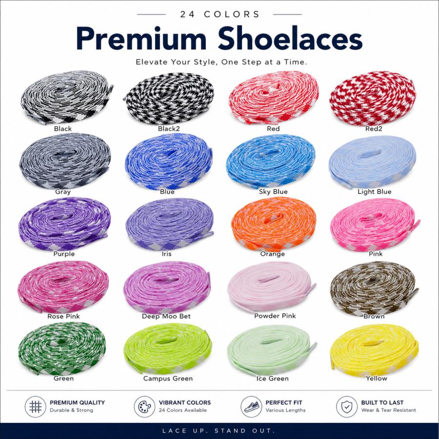 フラット シューレース 千鳥格子柄 SHOELACE 靴ひも くつひも 平紐 靴