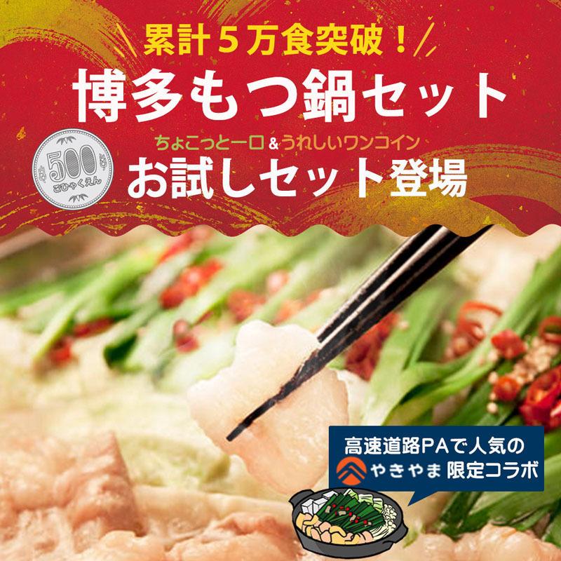 500円 もつ鍋 セット お試し 博多 醤油 送料無料 一人用 やきやま コラボ もつ煮込み 福岡 九州 人気 プチもつ鍋 ワンコイン paypay Tポイント消化｜hmgift｜02