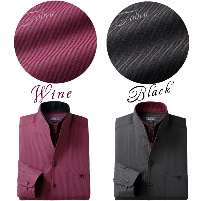FC二重変化衿ドレスシャツ 2枚組 50421 ワインレッド(WAINN) ブラック