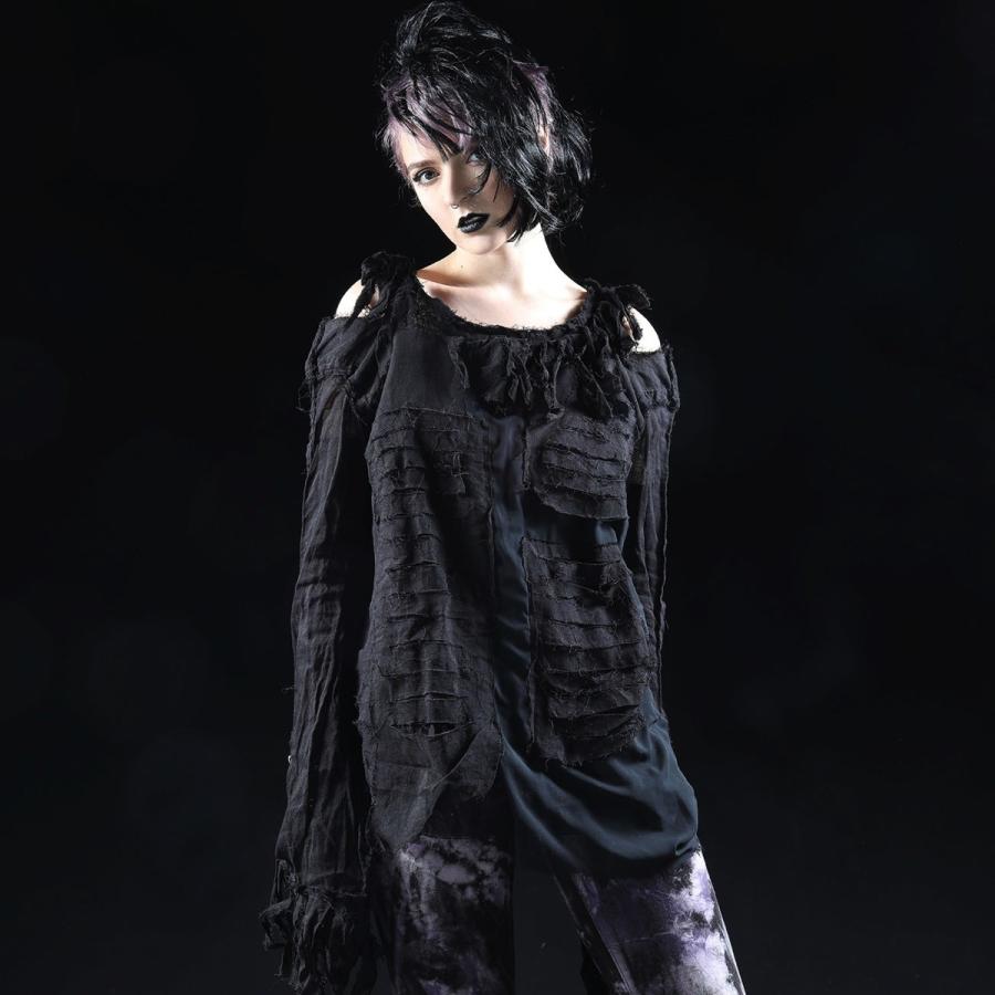 H Naoto シャツ ブラウス 退廃的 ダメージ ガーゼ Old Rag Gauze Shirt Cnf23 H455 Bk M S Inc Fashion Store ヤフー店 通販 Yahoo ショッピング