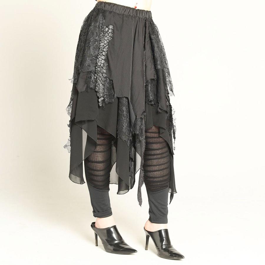 H Naoto スカート ドラゴンレザー 退廃的 ゴシック モード Layered Lace Chiffon Skirt Cnf30 S042 Bk M S Inc Fashion Store ヤフー店 通販 Yahoo ショッピング