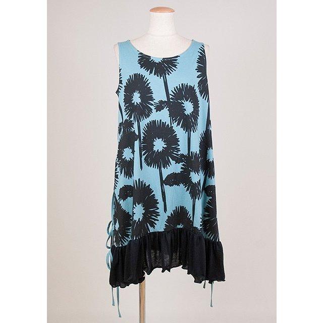 ワンピース 和風 和柄服 Gouk 手描きひまわりが全体にプリントされたショート丈のワンピース Ggd28 O032 Bl Bk M S Inc Fashion Store ヤフー店 通販 Yahoo ショッピング