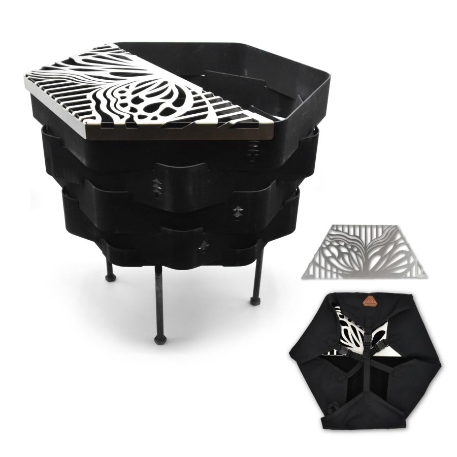 新品★焚火台★大型★組み立て簡単★鹿模様の網台付き★専用の収納袋付★キャンプ用品 新品☆焚火台☆大型☆組み立て簡単☆鹿模様の網台付き☆専用の