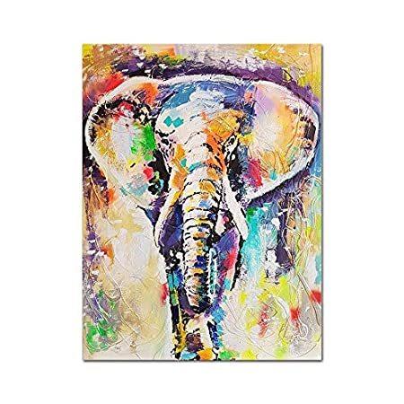 即日発送 特別価格Hand No好評販売中 Design Pattern Animal Elephant Canvas,Color On Painting Oil Painted ポスターフレーム