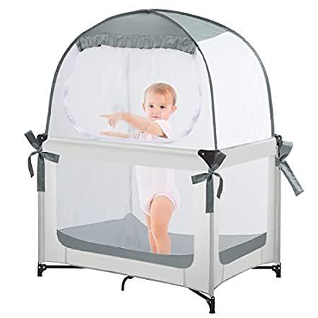 See-Through & Breathable Safety Crib Canopy Against Falls & Bites Fits Most Standard Cribs L RUNNZER Baby Pop Up Tent Toddler Crib Net to Keep Baby from Climbing Out 
