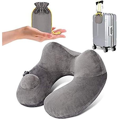 Inflatable Neck Travel Pillow for Airplane Long Flight Hault Trip Support S並行輸入品