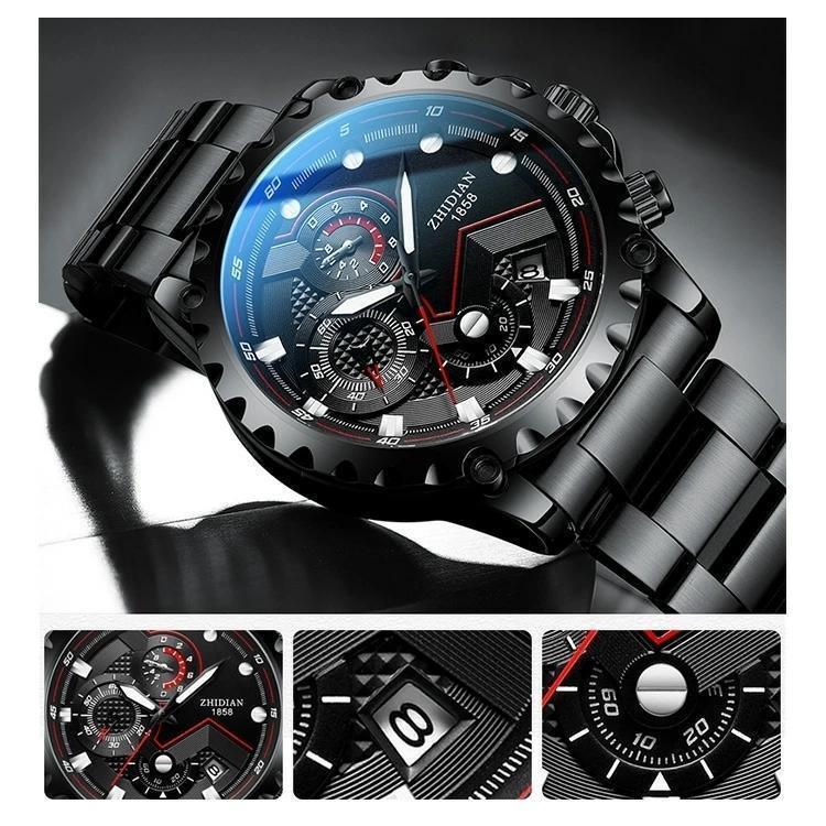 腕時計 時計 ウォッチ watch かっこいい おしゃれ ブラック シルバー 腕時計 メンズ 30m 防水 メンズウォッチ アナログ 日付 クロノ