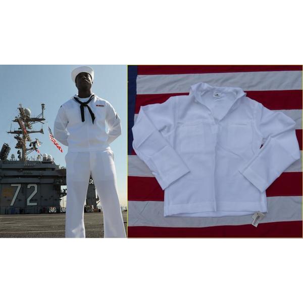米軍実物 NEW! ＵＳ ＮＡＶＹ セーラージャンパー ホワイトジャンパー 40Ｒ 19ｘ ヨット機材、備品