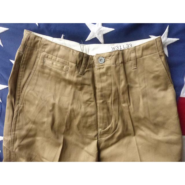 M-41カーキトラウザー チノ US ARMY メタルボタンＷ31 M-1941 Deadstock US.ARMY M-1941 CHINO TROUSERS M41 メタルボタン