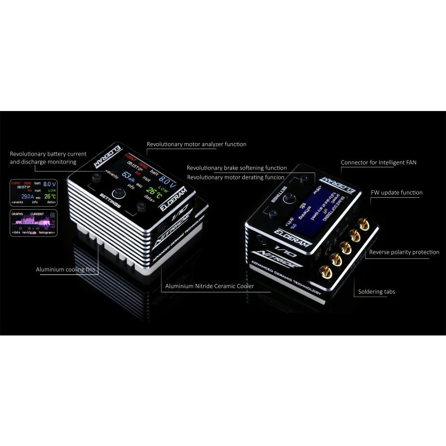 ELCERAM NITRIDE G2 1/10 RCハイエンド競技用ESC ELCERAM NITRIDE G2 1/10RCカー競技用ESC LCDモニター装備（エルセラム