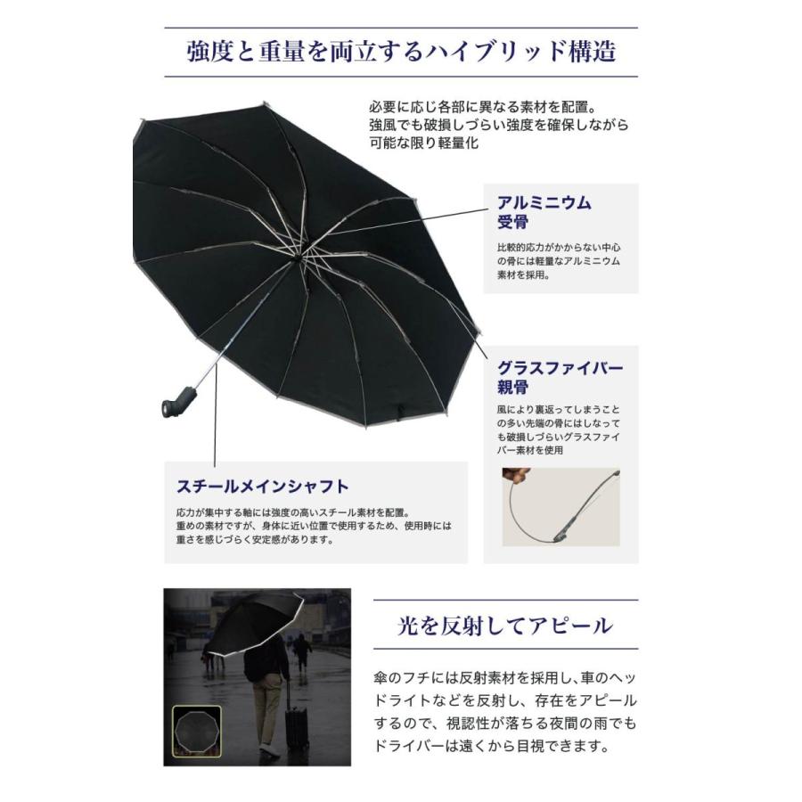 防災 台風に通勤通学にLEDライト付き雨傘　黒 おりたたみ傘 LEDライト メンズ レディース 傘 防犯グッズ 防災グッズ