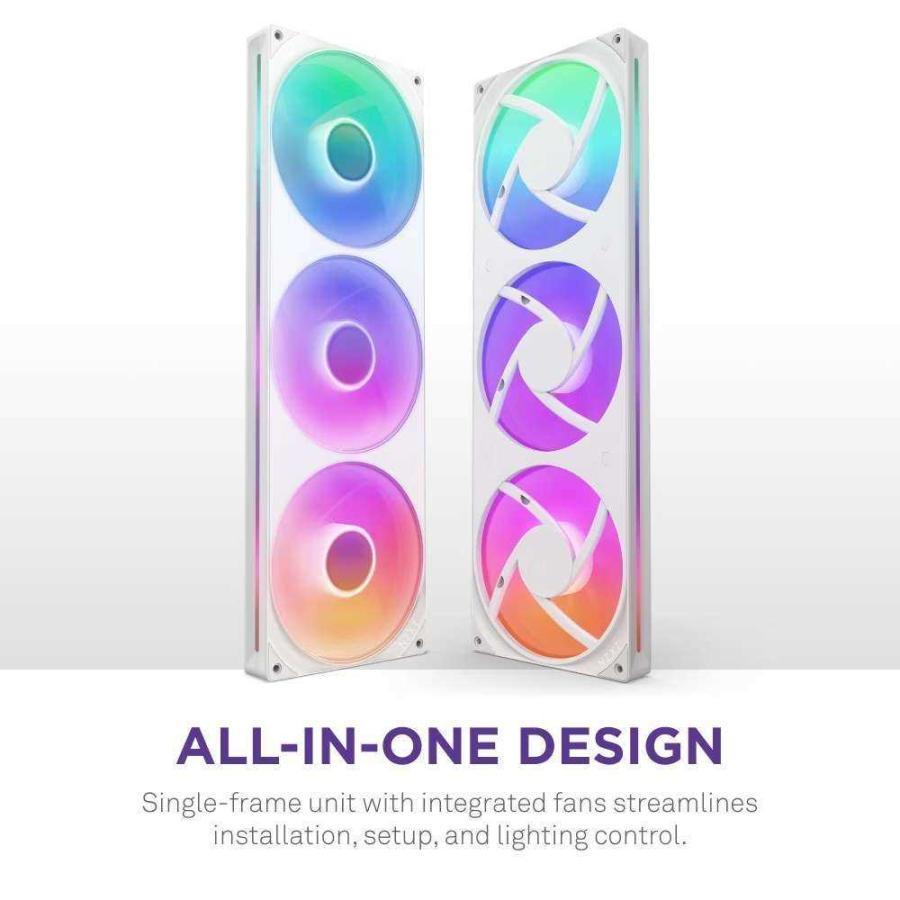 NZXT F420 RGB Core White シングルフレームユニットにファン3基を統合 420×140mm 連結一体型RGBケースファン RF-U42HF-W1_2