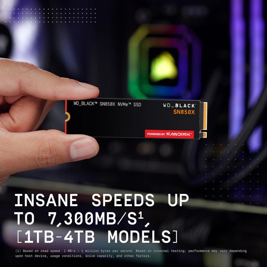 WD_BLACK 1TB SN850X NVMe 内蔵型ゲーミングSSD ソリッドステートドライブ - Gen4 PCIe M.2 2280 最高7,300MB/s - WDS100T2X0Eの画像