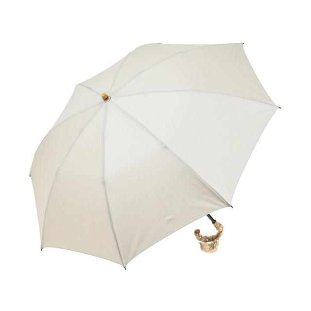 ワカオ バンブーハンドル 折りたたみ 日傘 ベージュ 晴雨兼用 美品 WAKAO（ワカオ） 傘 レディース 折りたたみ傘 日傘 晴雨兼用傘