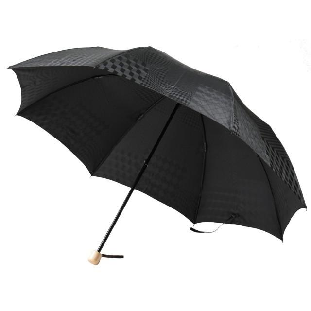 傘 前原光榮商店 メンズ 折りたたみ傘 晴雨兼用 幾何学模様 ブラック｜hobby-mart｜02