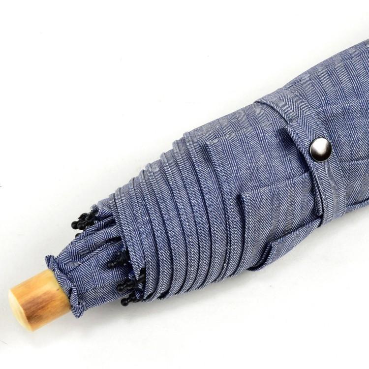 買い誠実 Uvカット ネイビー 綿麻混ヘリンボーン Wakao 晴雨兼用傘 日傘 折りたたみ傘 メンズ 雨の日も晴れの日も使えるおしゃれで便利な紳士用日傘兼雨傘 日本製 日傘男子 紳士 男の日傘 かさ工房ワカオ 傘