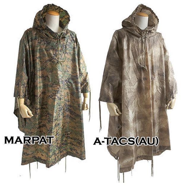 ミリタリーナイロンポンチョ 黒 オリーブ 迷彩 8色 : 傘とこだわり雑貨