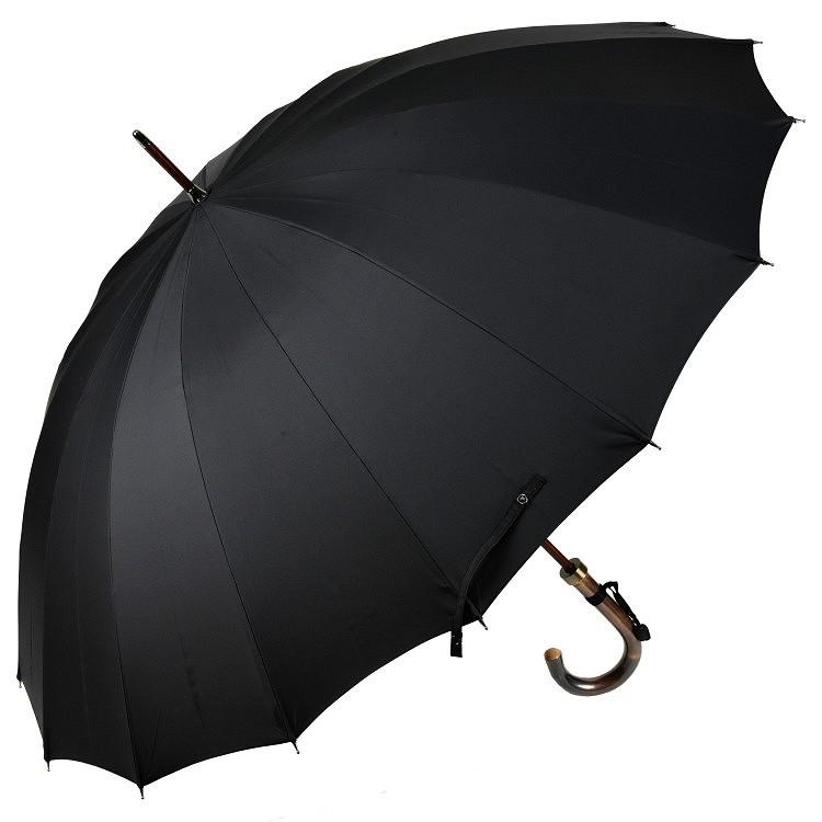 傘 メンズ 長傘 前原光榮商店 大判 カーボン 16本骨 雨傘 晴雨兼用傘 NEW TRAD-16 LONG CARBON レインブラック 無地 紳士用 男の画像