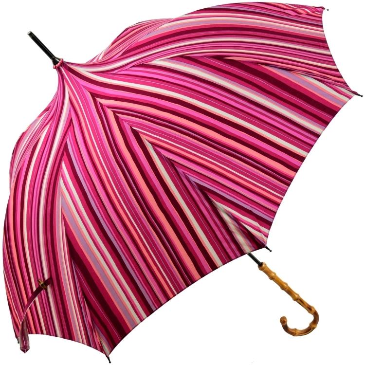 傘 レディース 長傘 晴雨兼用 ストライプ柄 パゴダ UVカット